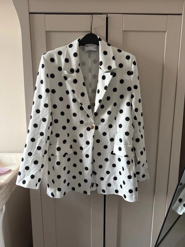 ASOS White And Black Polka Dot Blazer