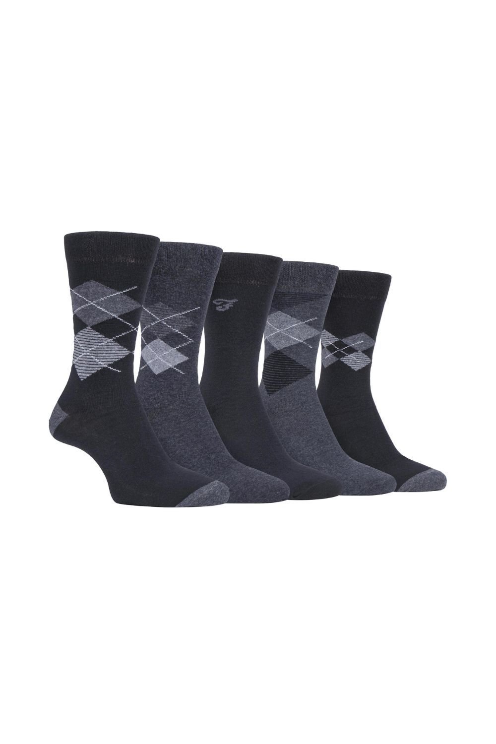 Farah FARAH Men's 5 Pack Argyle Patterned Cotton Dress Socks in Grey - 1