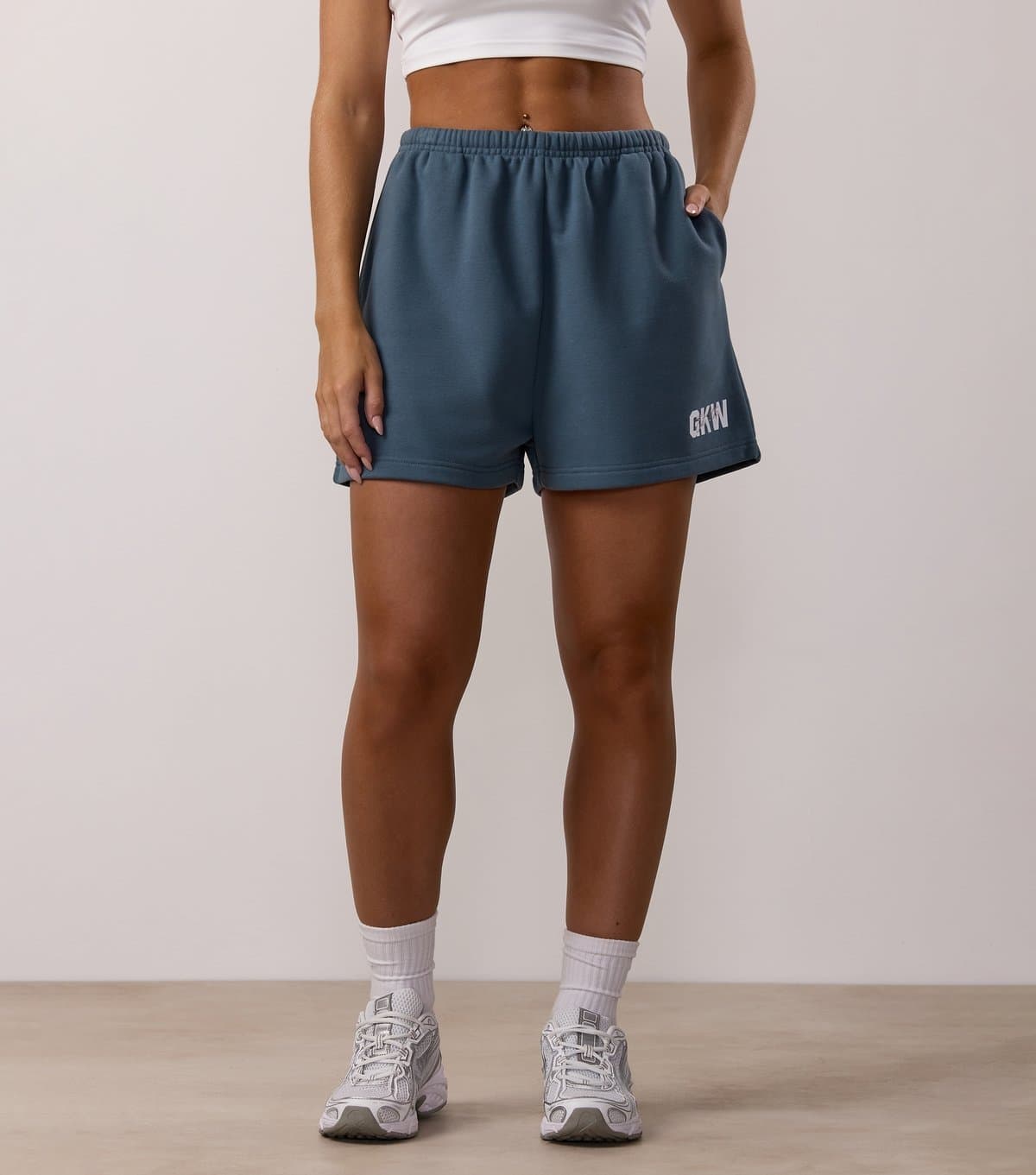 Gym King Women's Dark Blue Jersey Logo Print Shorts Gym King New Look