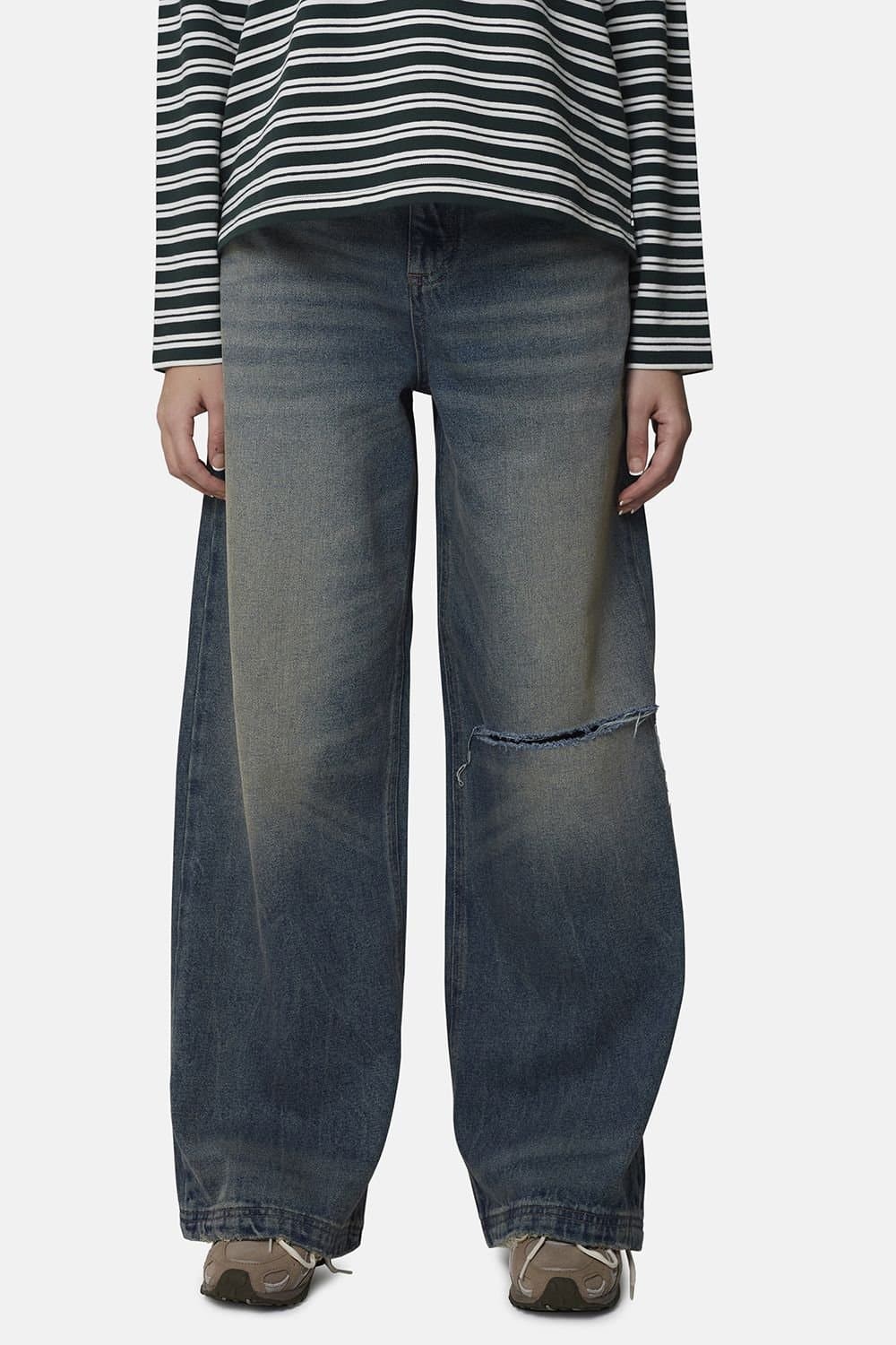 GOOD FOR NOTHING Good For Nothing Women's Baggy Fit Ripped Denim Jean in Blue