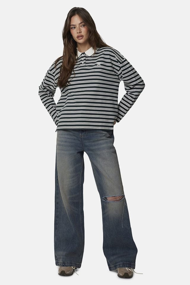 Good For Nothing Good For Nothing Women's Baggy Fit Ripped Denim Jean in Blue - 3