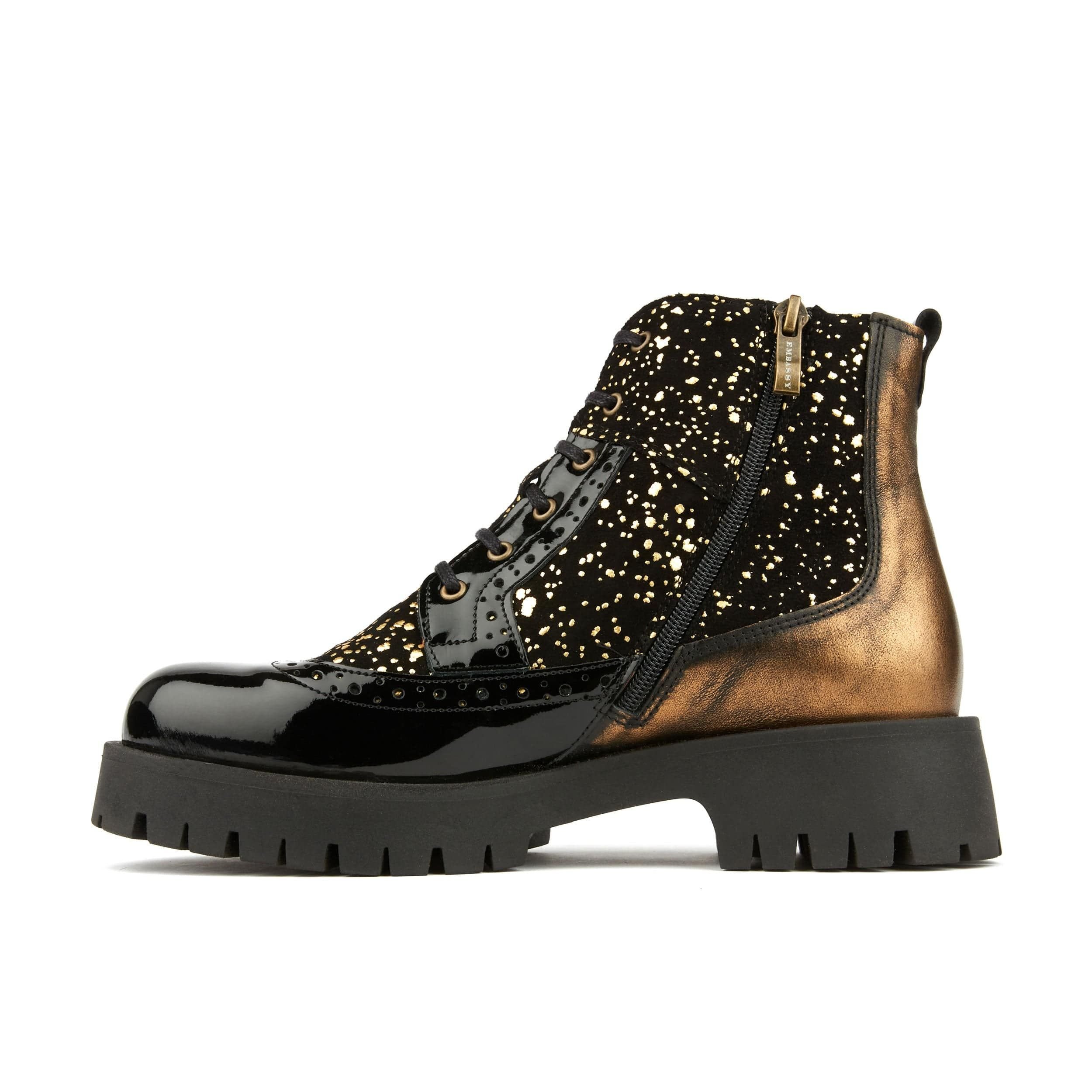 Embassy London Embassy London Women's Hatter Platform - Black Gold Drops - 3