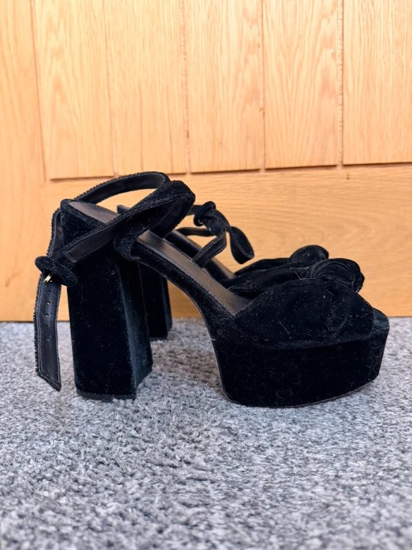 ASOS ASOS Design Black Velvet Platform Heels - 1