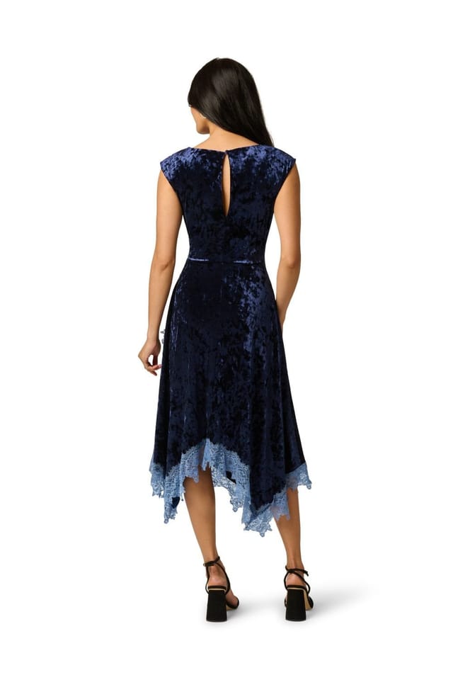 Adrianna by Adrianna Papell Adrianna by Adrianna Papell Women's Velvet & Lace Midi Dress in Navy - 3
