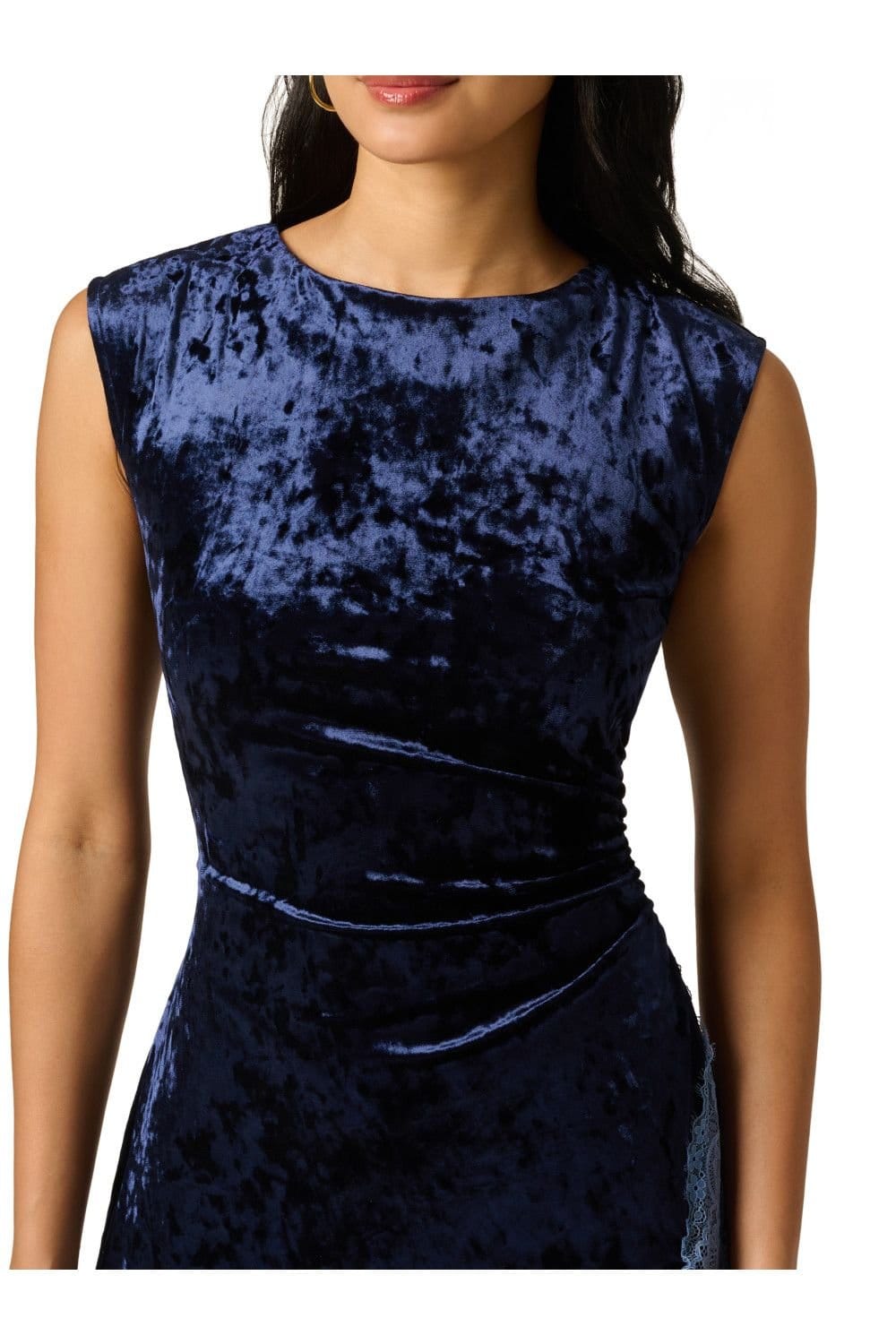 Adrianna by Adrianna Papell Adrianna by Adrianna Papell Women's Velvet & Lace Midi Dress in Navy - 4
