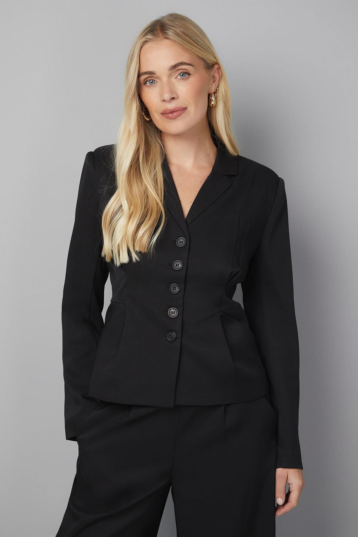 Wallis Wallis Women's Petite Pleat Detail Blazer in Black