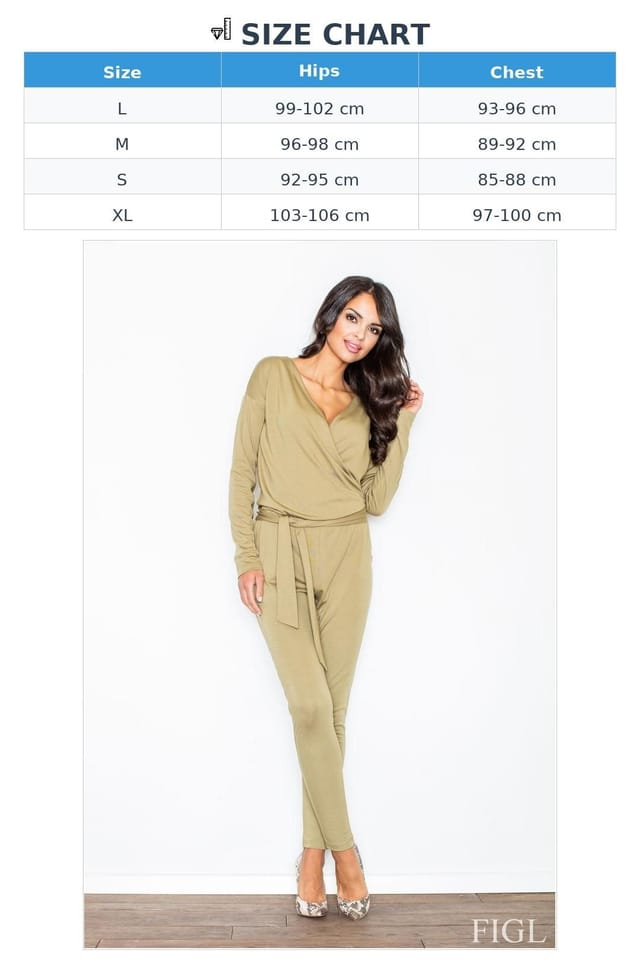 Love Lace Love Lace Women's Belted Triangle Neck Long Sleeve Jumpsuit Pockets in Khaki - 2