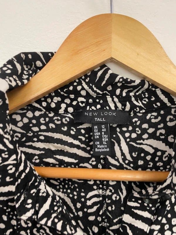 New Look Fabulous New Look Monochromatic Animal Print Belted Shirt Dress UK12 Tall NM001
