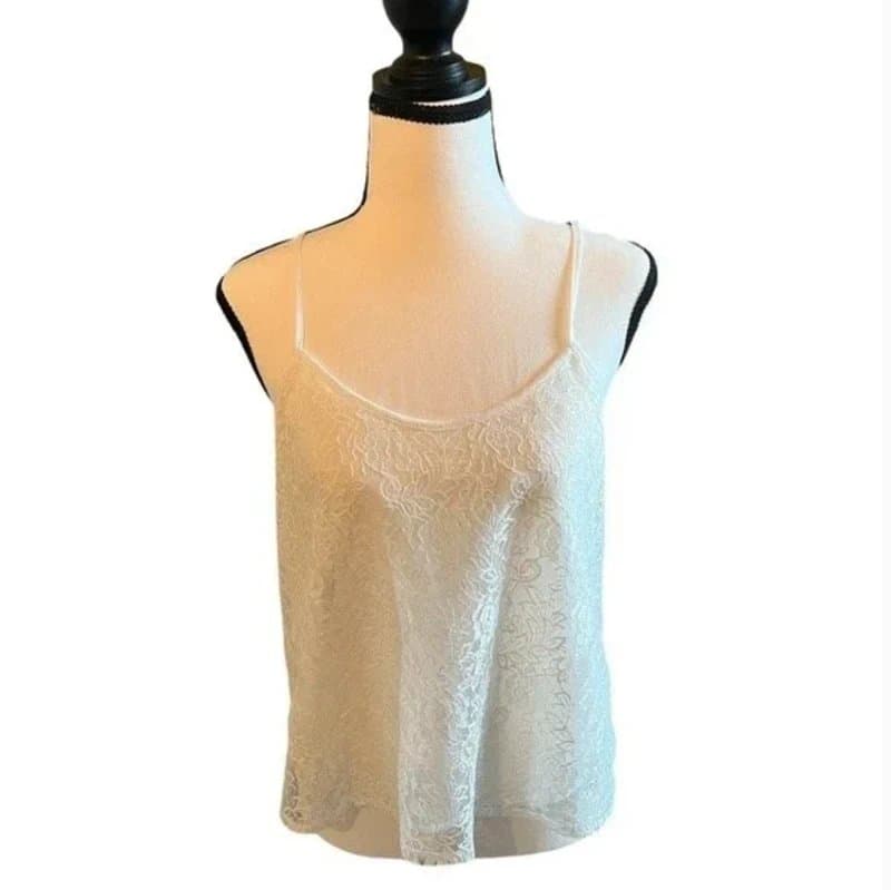 Topshop Lace Tank TopShop 4 White Ivory Floral Camisole Strappy Sleevless Off White