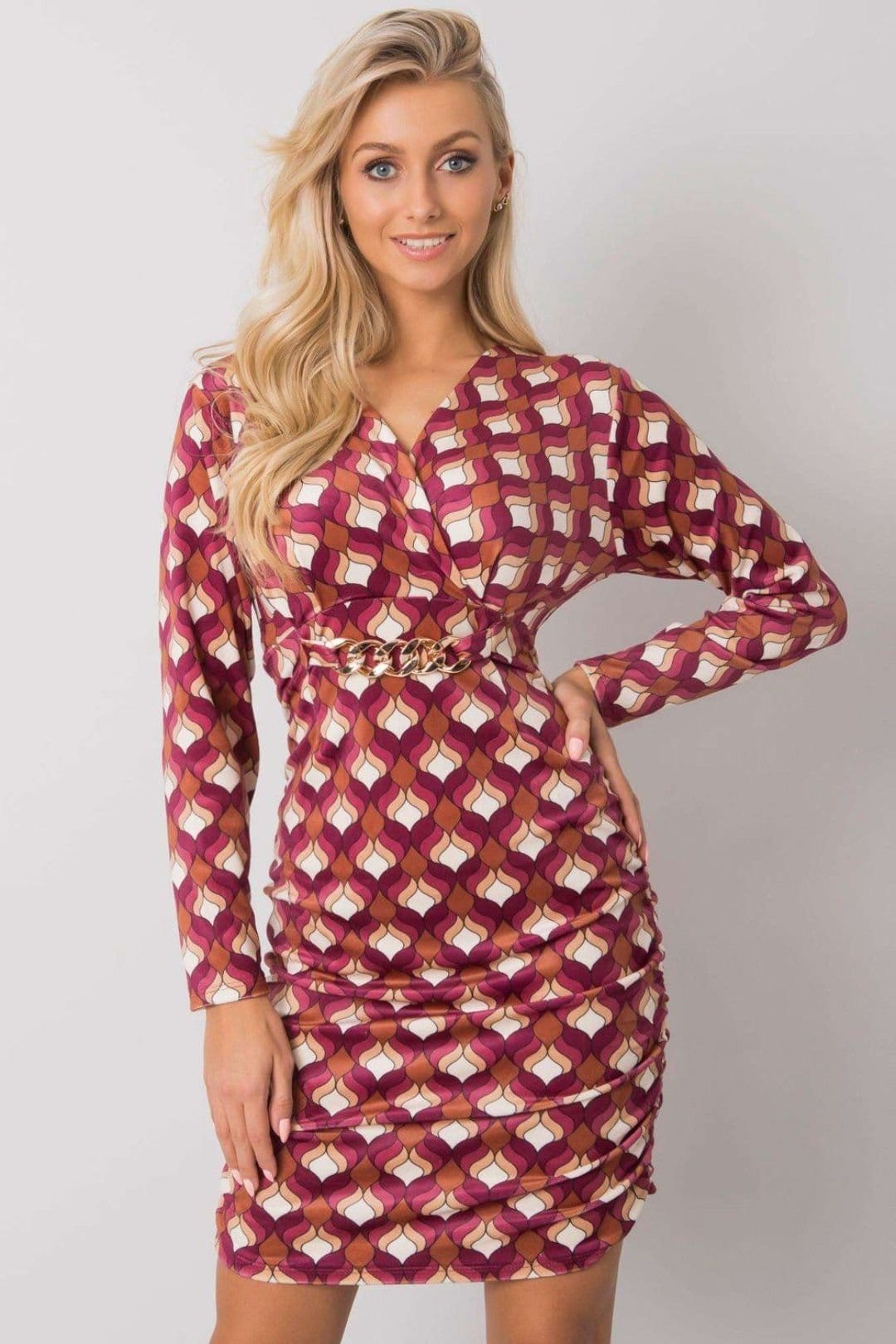Love Lace Burgundy Velour Long Sleeve Mini Dress