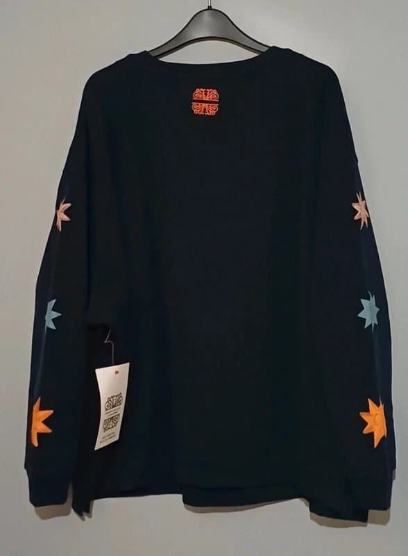 Never Fully Dressed Never Fully Dressed Navy Embroidered Floral Print Oversized Sweatshirt- size L (16/18/20)