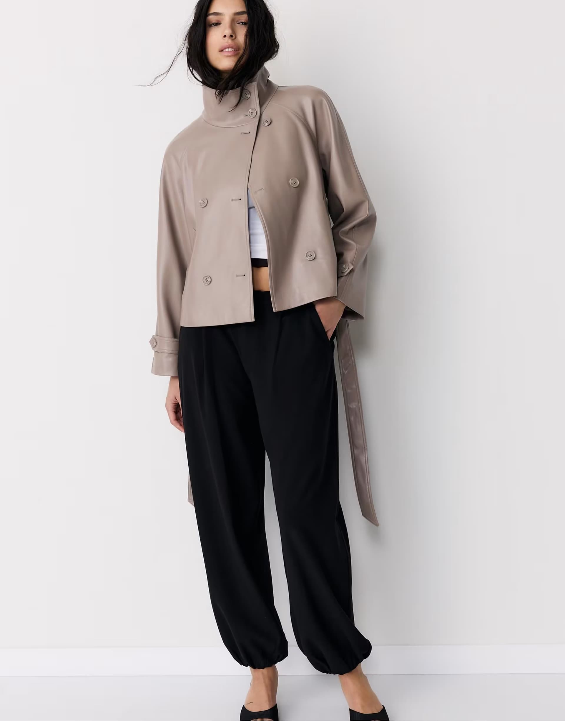 ASOS ASOS Beige Leather Effect Trench Coat