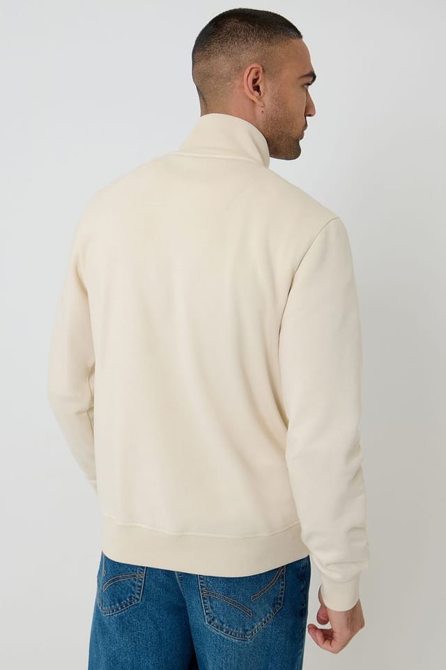 Threadbare Threadbare Men's Quarter Zip Sweatshirt in Light Beige - 2