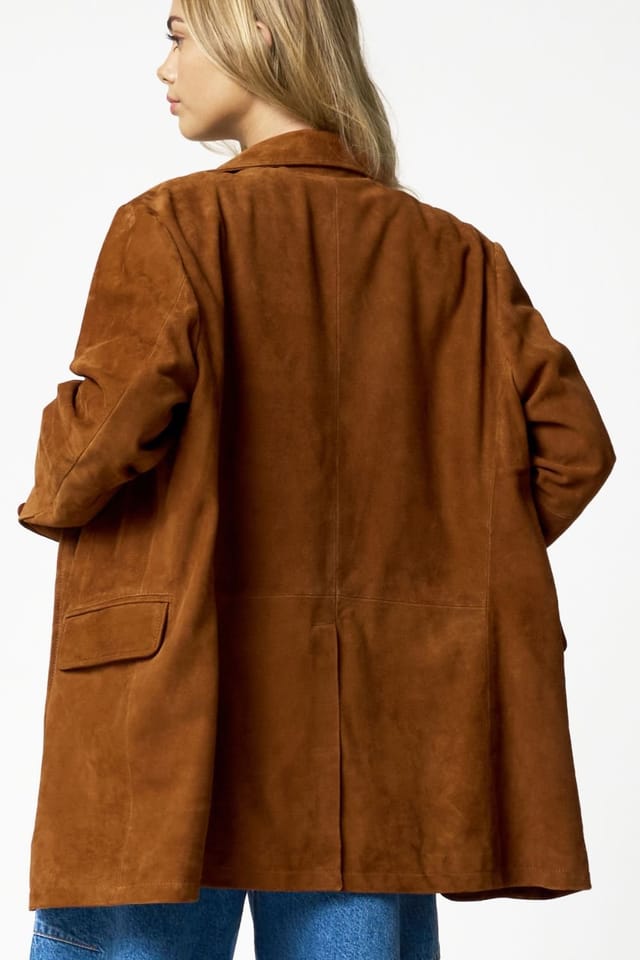 Barneys Originals Barneys Originals Women's Oversized Tan Suede Blazer - 3