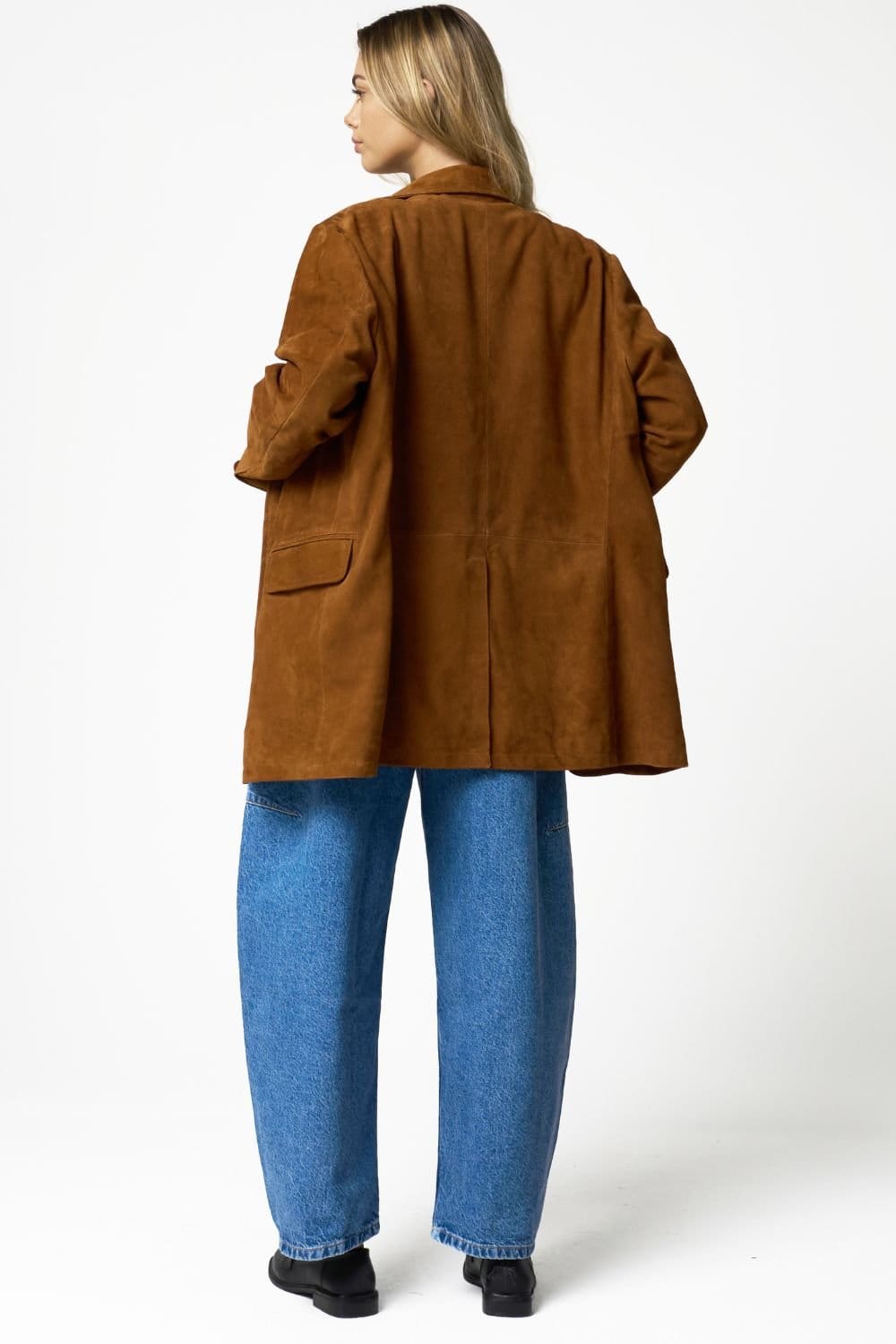 Barneys Originals Barneys Originals Women's Oversized Tan Suede Blazer - 4