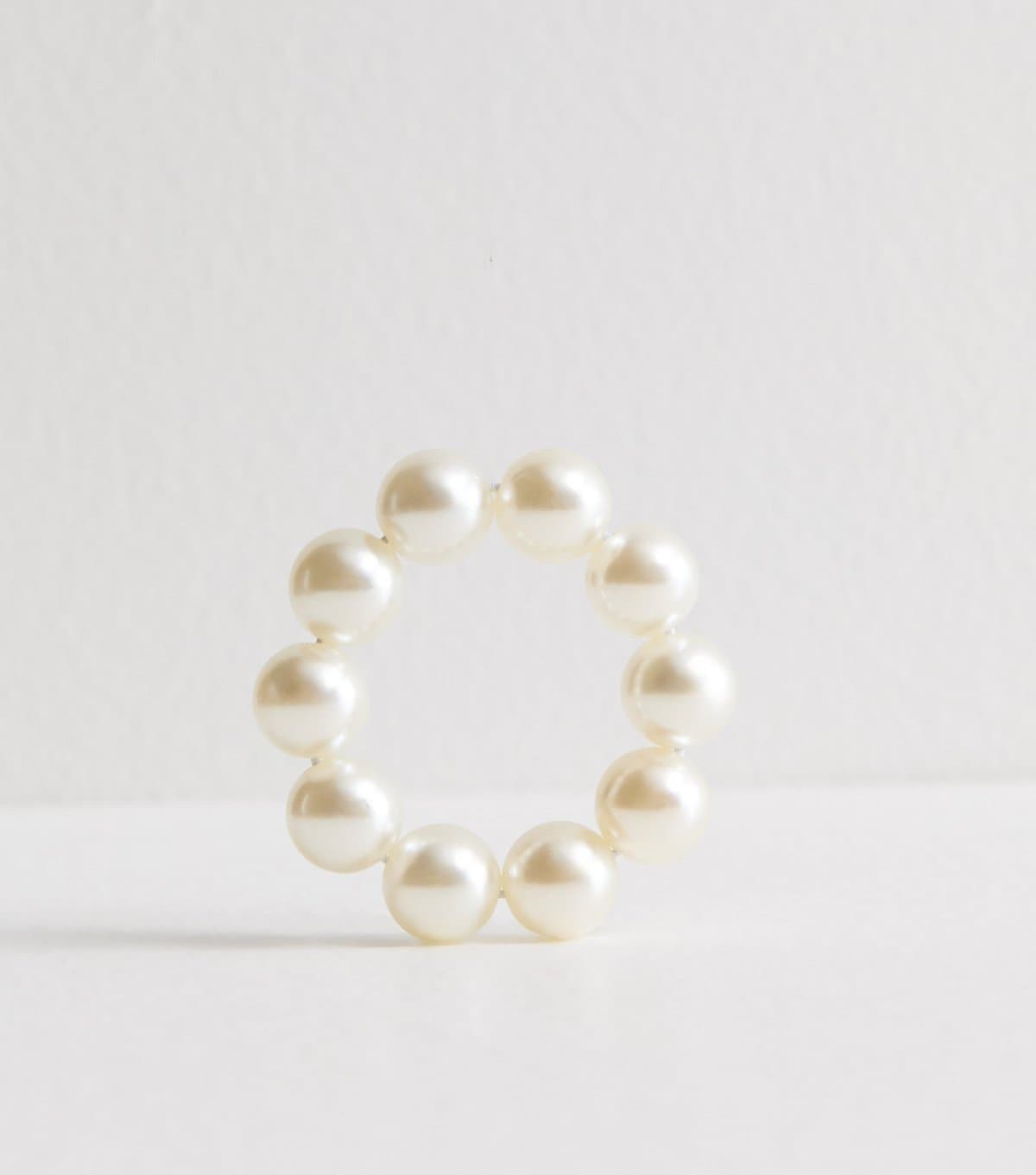 New Look Cream Faux Pearl Hairband New Look
