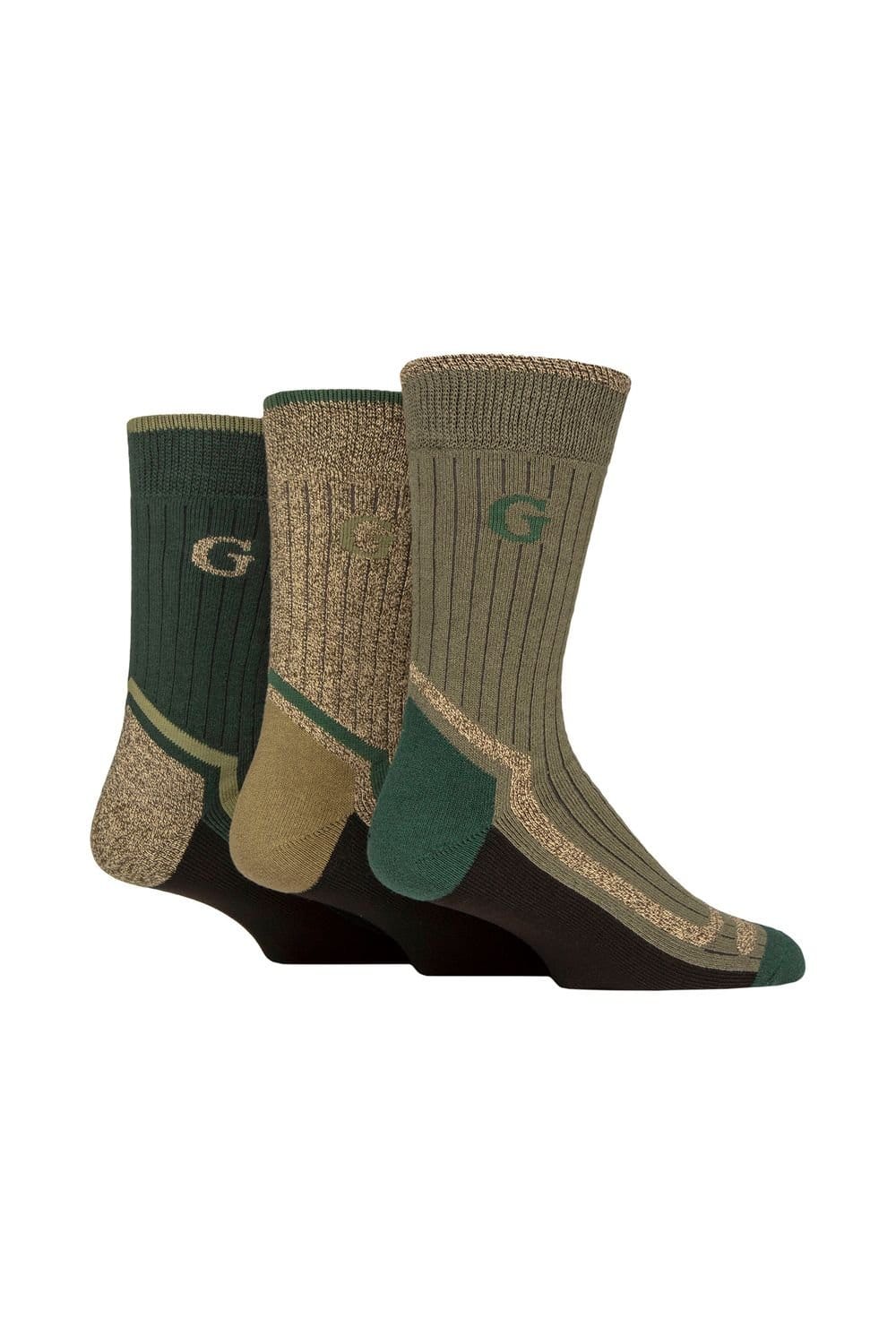 Glenmuir Glenmuir Men's Mens 3 Pair Durable Cotton Boot Socks in Green - 1