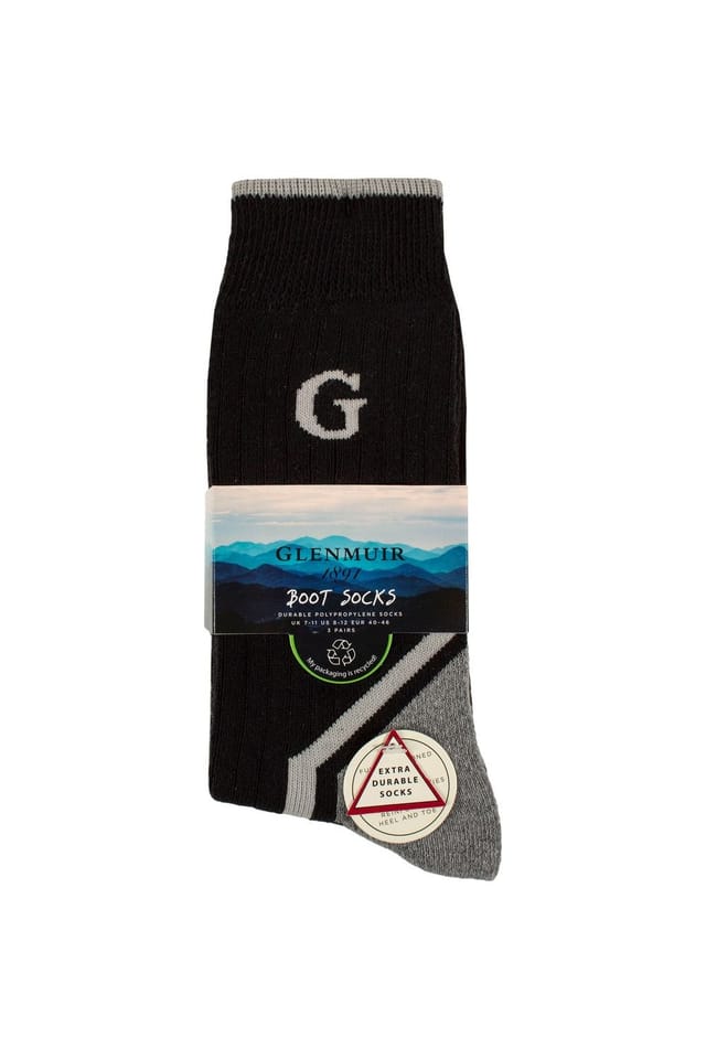 Glenmuir Glenmuir Men's Mens 3 Pair Durable Cotton Boot Socks in Green - 2