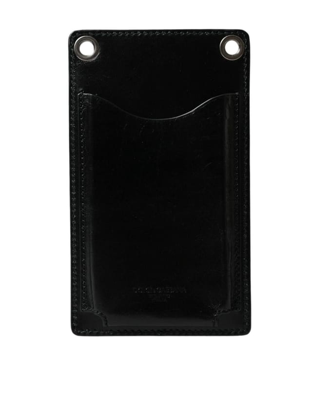 Dolce & Gabbana Dolce & Gabbana Men's Black Calf Leather Zip Logo Shoulder Neck Strap Wallet - 2