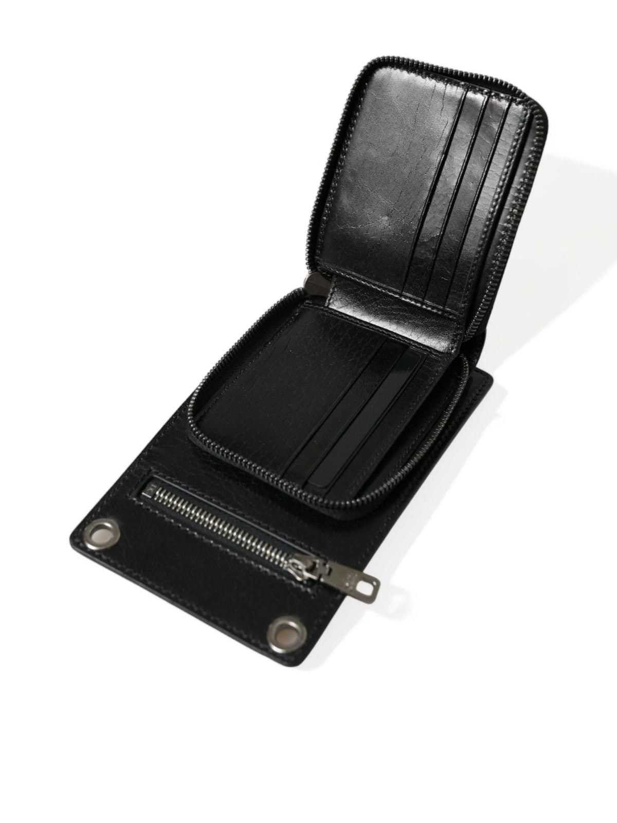 Dolce & Gabbana Dolce & Gabbana Men's Black Calf Leather Zip Logo Shoulder Neck Strap Wallet - 4