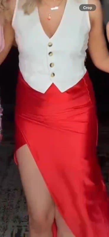 ASOS Red satin skirt with slit