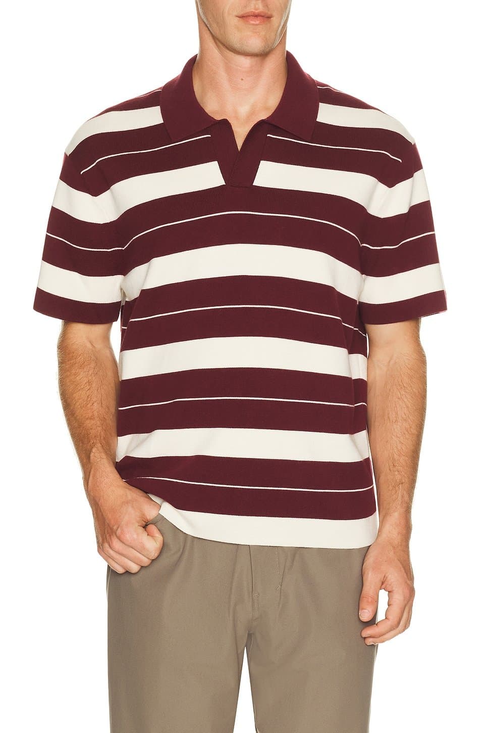 revolve Knit Stripe Short Sleeve Polo Shirt
