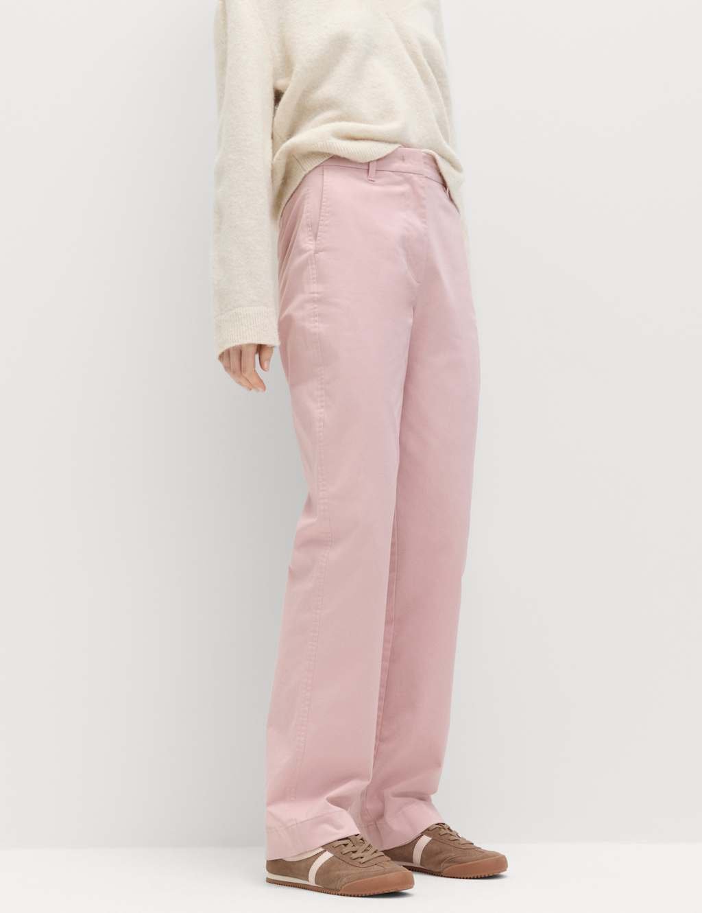 Marks & Spencer M&S Cotton Rich Straight Leg Chinos Pink Shell - 3