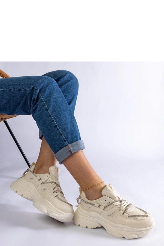 Love Lace Love Lace Women's Sport Sneakers Ivett Hurtado Comfortable Low Top Rubber Sole in Beige - 2