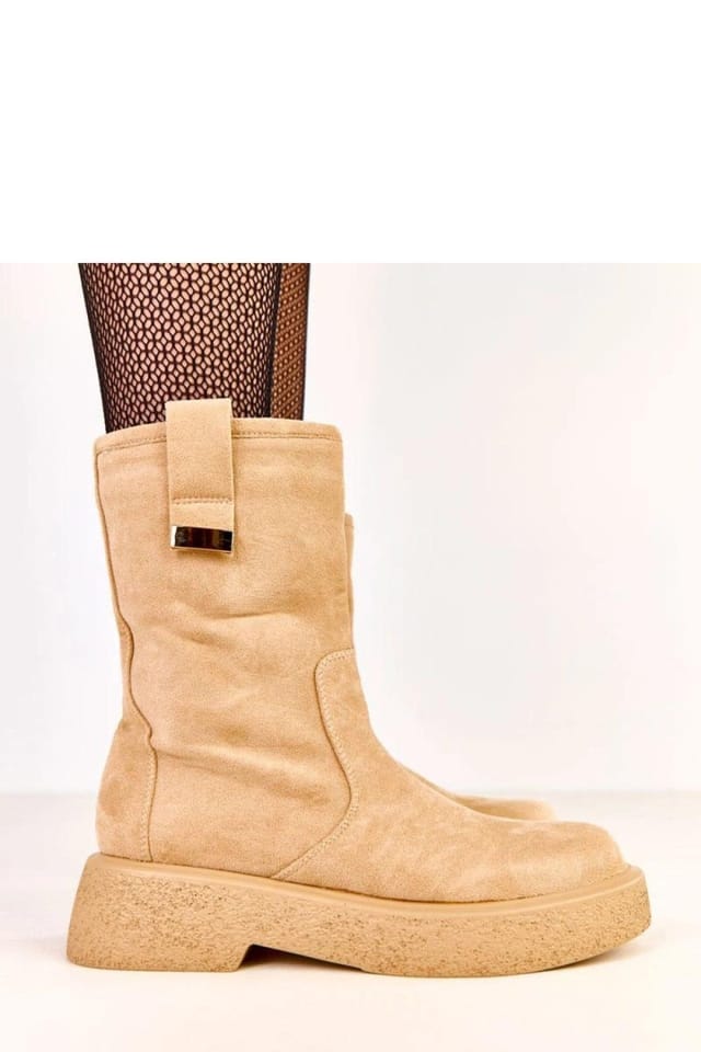 Love Lace Love Lace Women's Stylish Insulated Suede Ankle Boots with Platform & Zipper in Beige - 2