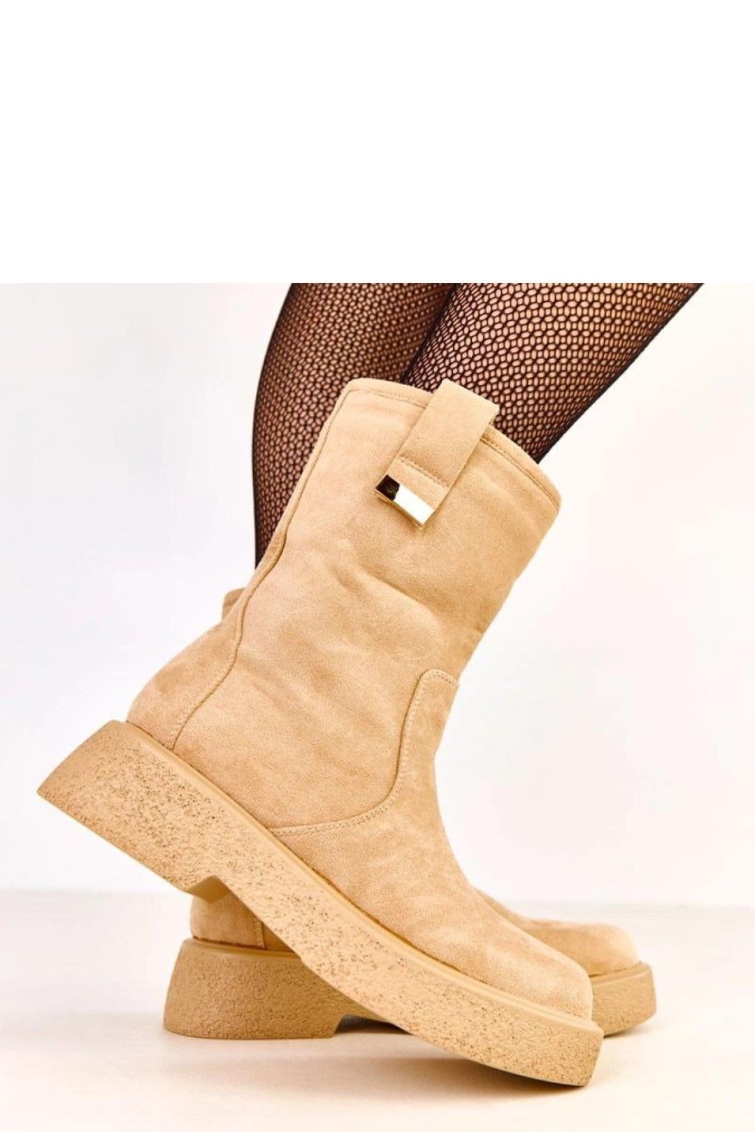 Love Lace Love Lace Women's Stylish Insulated Suede Ankle Boots with Platform & Zipper in Beige - 4