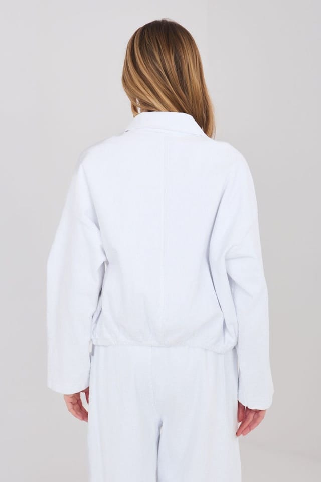 Love Lace Love Lace Women's Modern Corduroy Bomber Jacket Style 225427 in White - 3