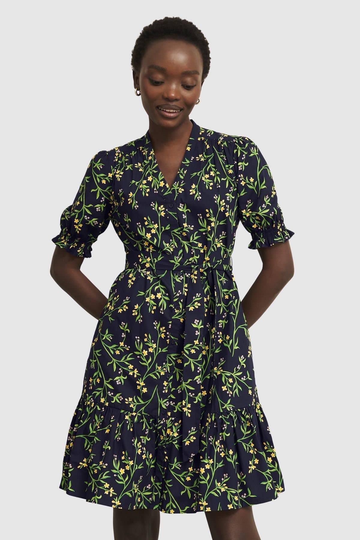 Hobbs London Hobbs London Women's Christina Floral Mini Dress in Dark Navy