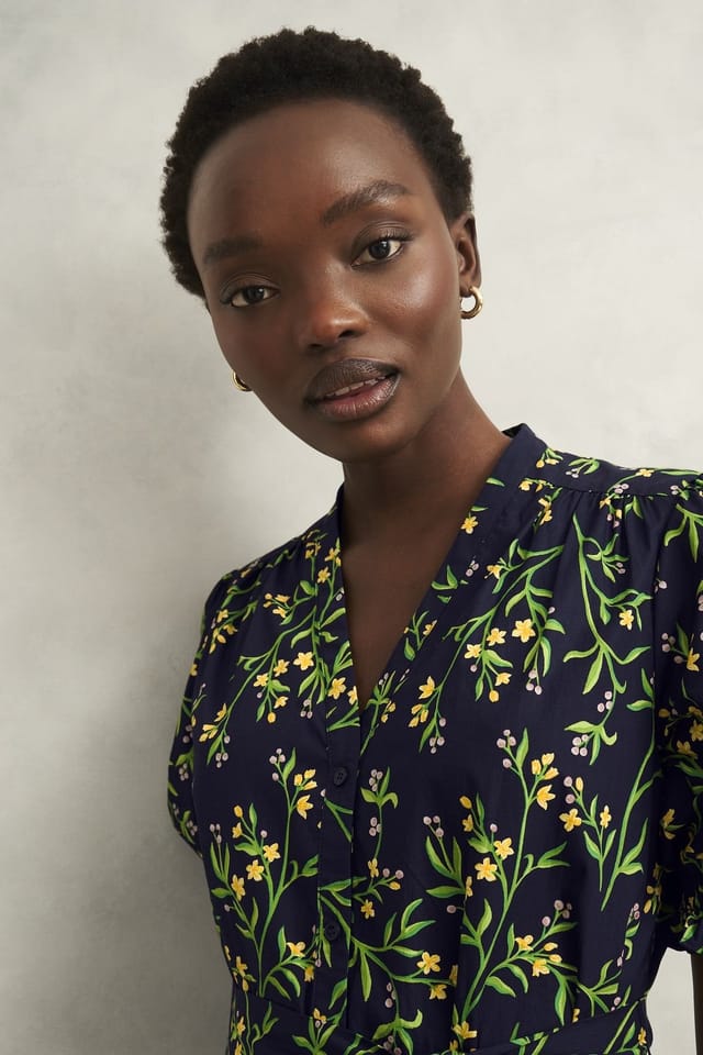 Hobbs London Hobbs London Women's Christina Floral Mini Dress in Dark Navy - 3