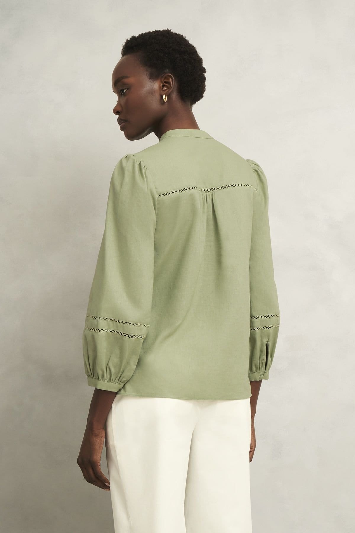Hobbs London Hobbs London Women's Emberlynn Linen Blend Blouse in Pale Green - 4