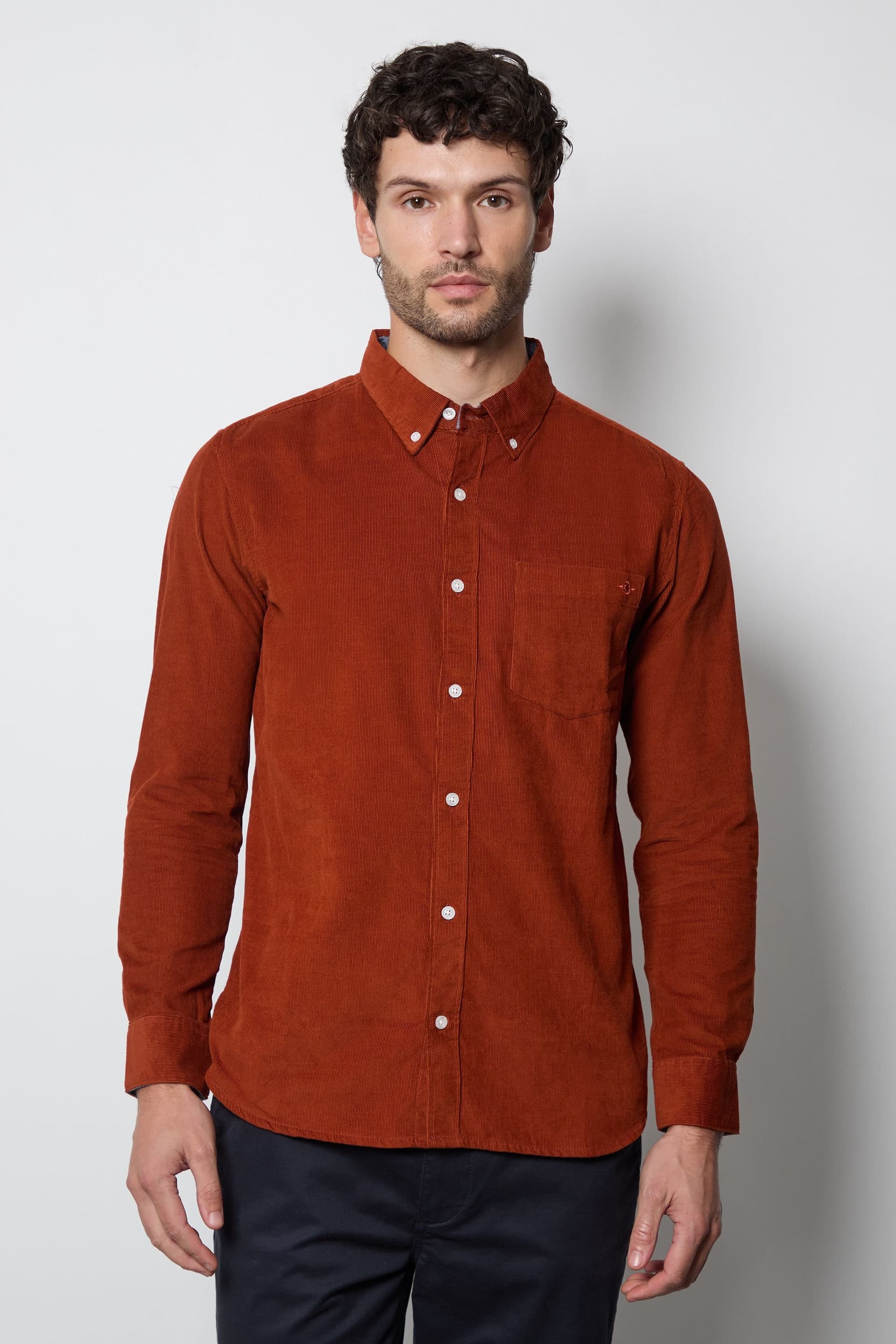 Maine Maine Men's Orange Corduroy Long Sleeve Shirt