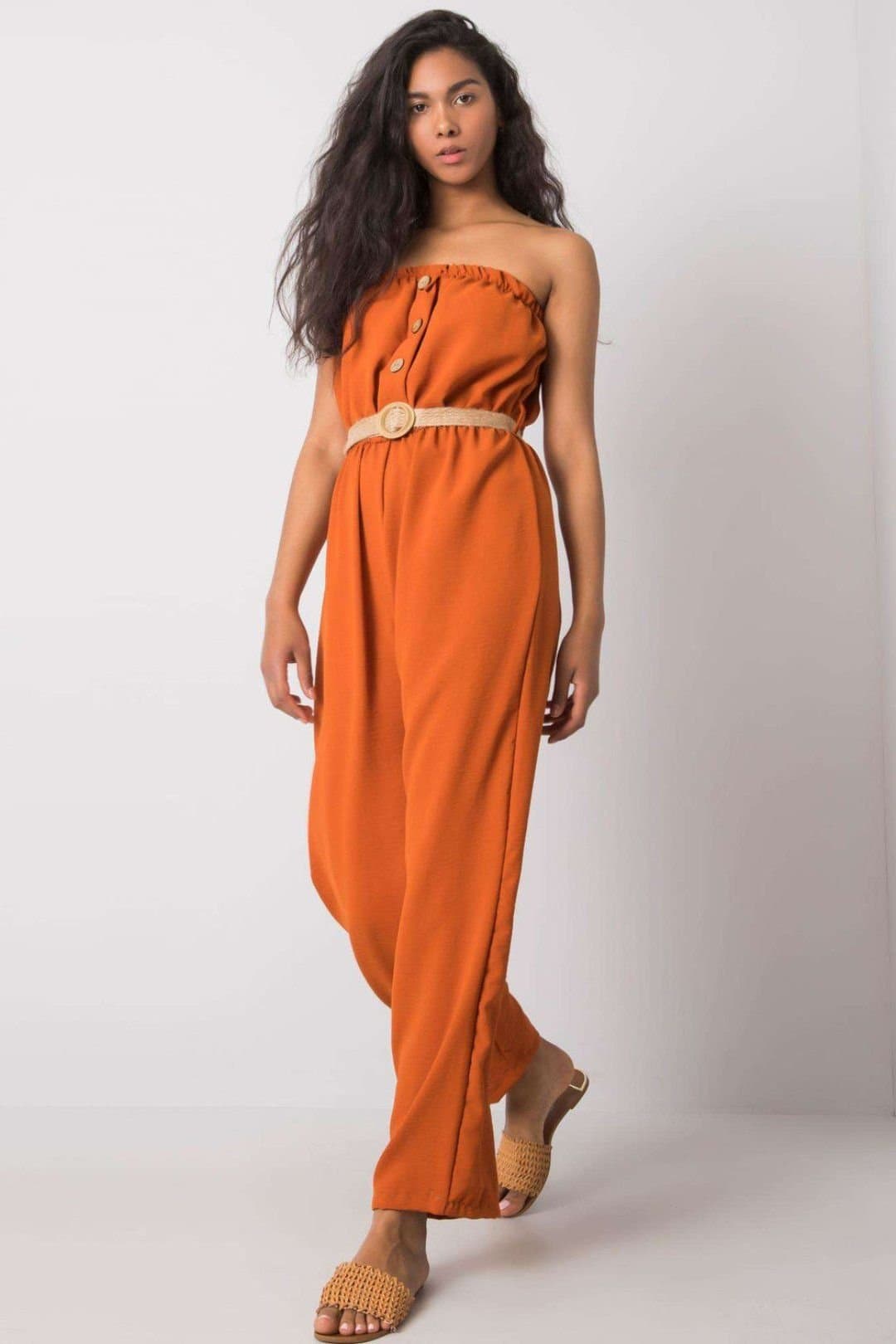 Love Lace Love Lace Women's Casual Sleeveless Cotton Polyester Jumpsuit in Orange