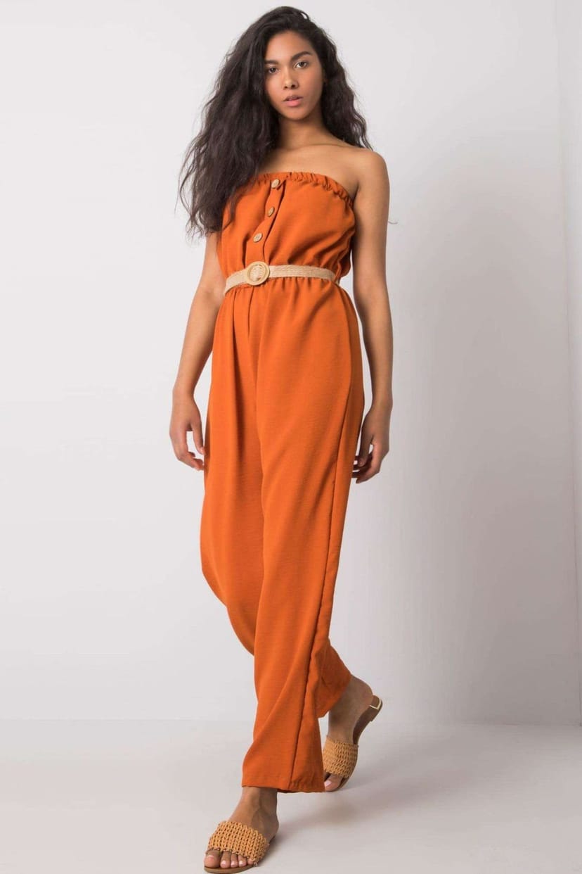 Love Lace Love Lace Women's Casual Sleeveless Cotton Polyester Jumpsuit in Orange - 1