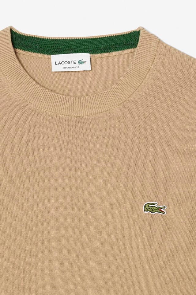 Lacoste Lacoste Men's Crew Neck Knit Jumper Cookie in Tan - 2