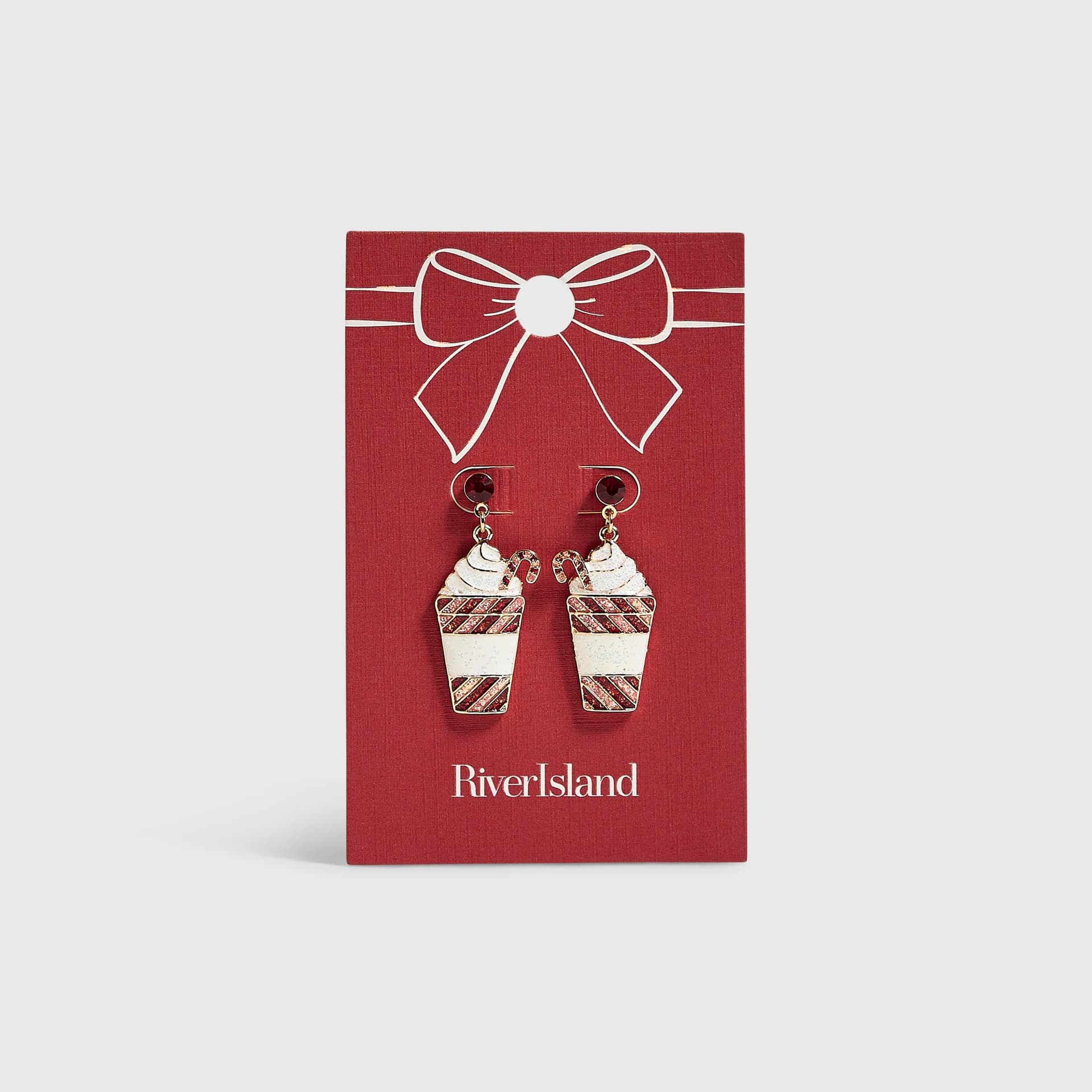 River Island River Island Womens Red Christmas Coffee Cup Earrings