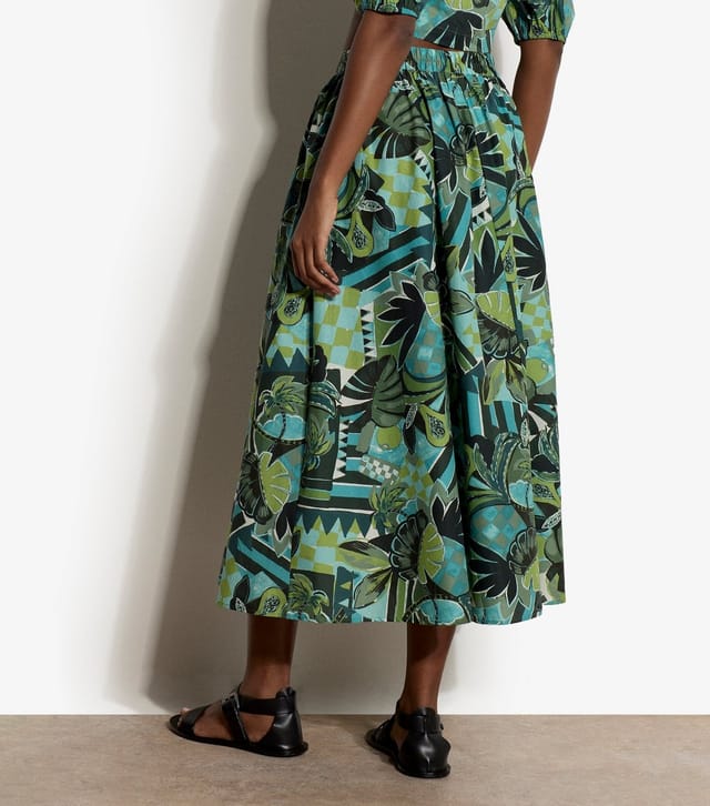 Apricot Women's Green Cotton Tropical Print Midi Skirt Apricot New Look - 3