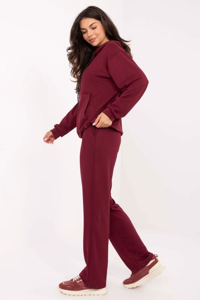 Love Lace Love Lace Women's Soft Buttery Hooded Tracksuit Set with Pocket in Red - 2