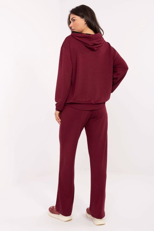 Love Lace Love Lace Women's Soft Buttery Hooded Tracksuit Set with Pocket in Red - 3