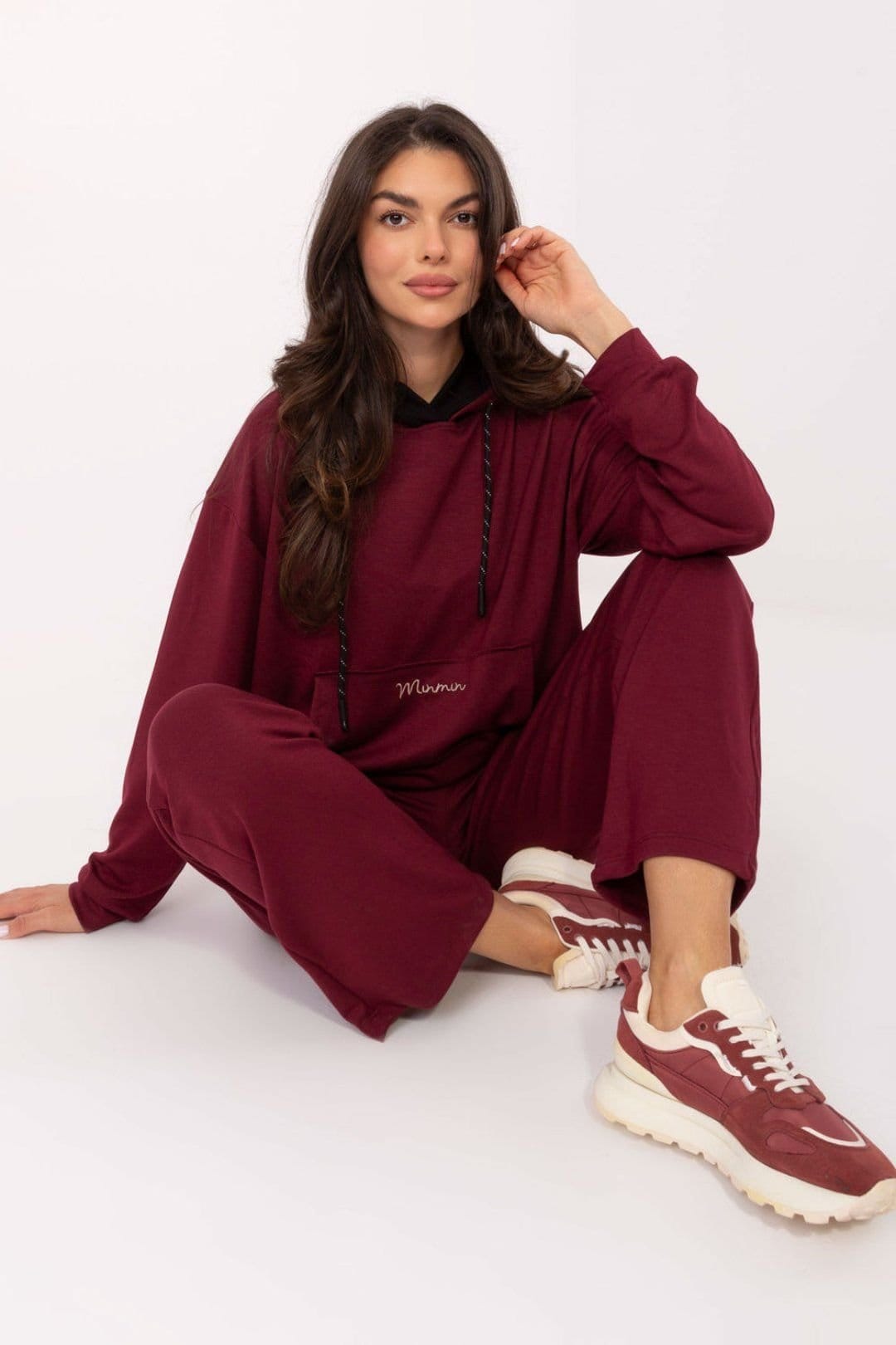 Love Lace Love Lace Women's Soft Buttery Hooded Tracksuit Set with Pocket in Red - 4