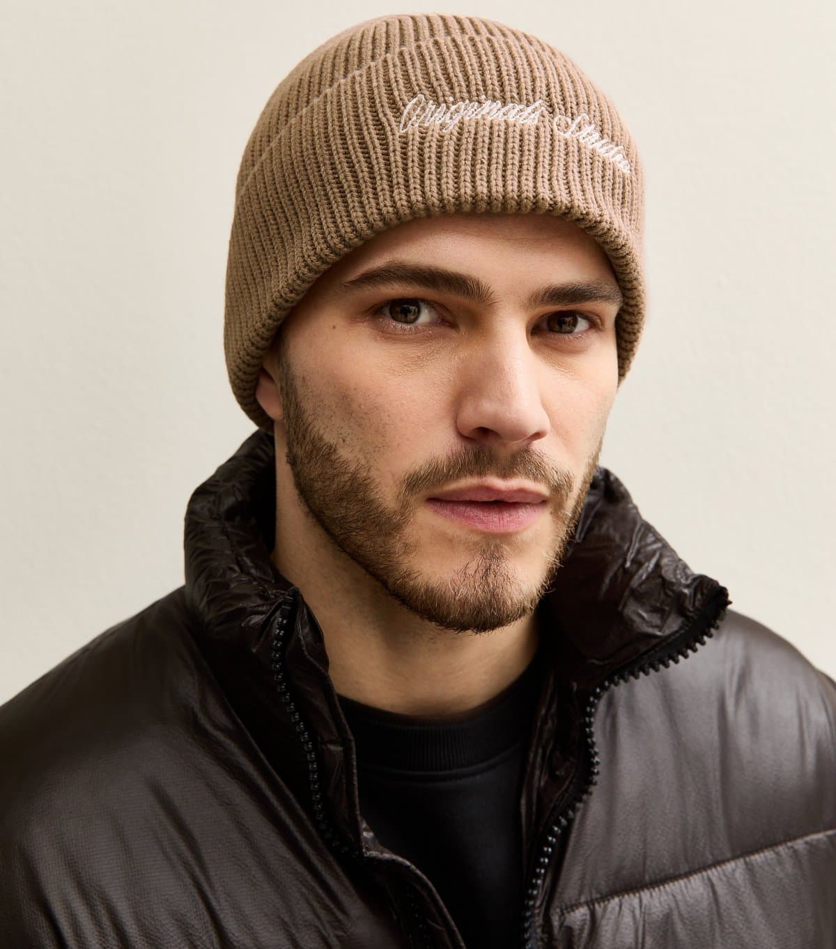 jack & jones Jack & Jones Light Brown Rib Knit Beanie