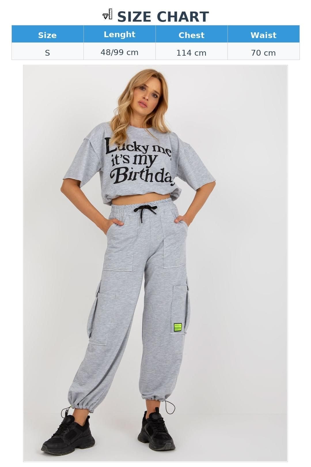 Love Lace Love Lace Women's Short Sleeve Blouse Pants Set in Grey - 4