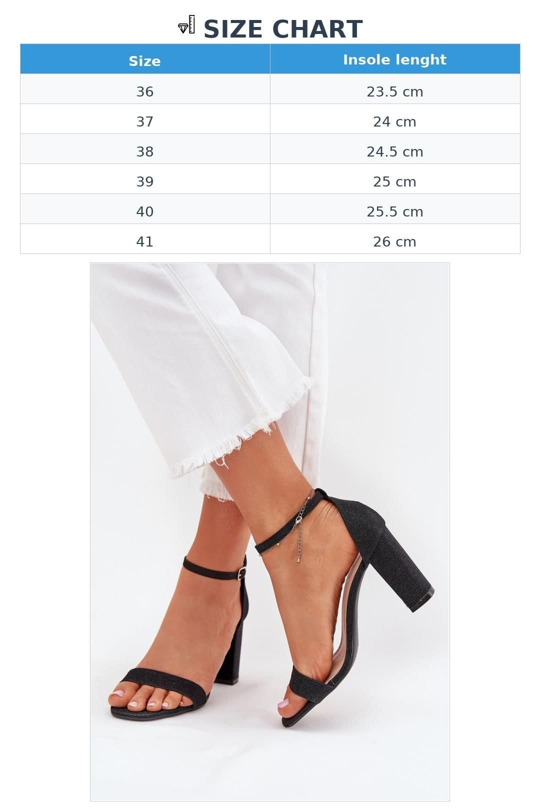 Love Lace Love Lace Women's Shiny Glitter Column Heel Sandals with Adjustable Buckle in Black - 4