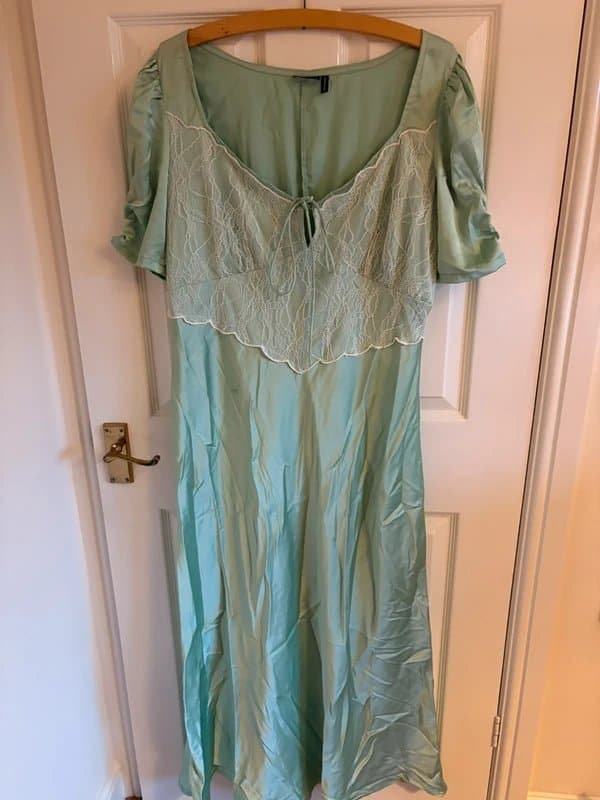 ASOS satin green midi dress