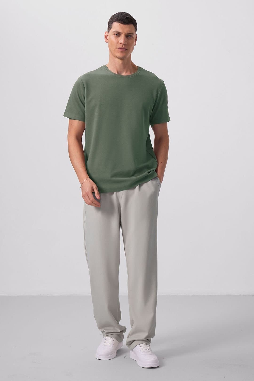 Tommy Life Tommy Life Men's Wide-leg Palazzo Trousers in Light Grey