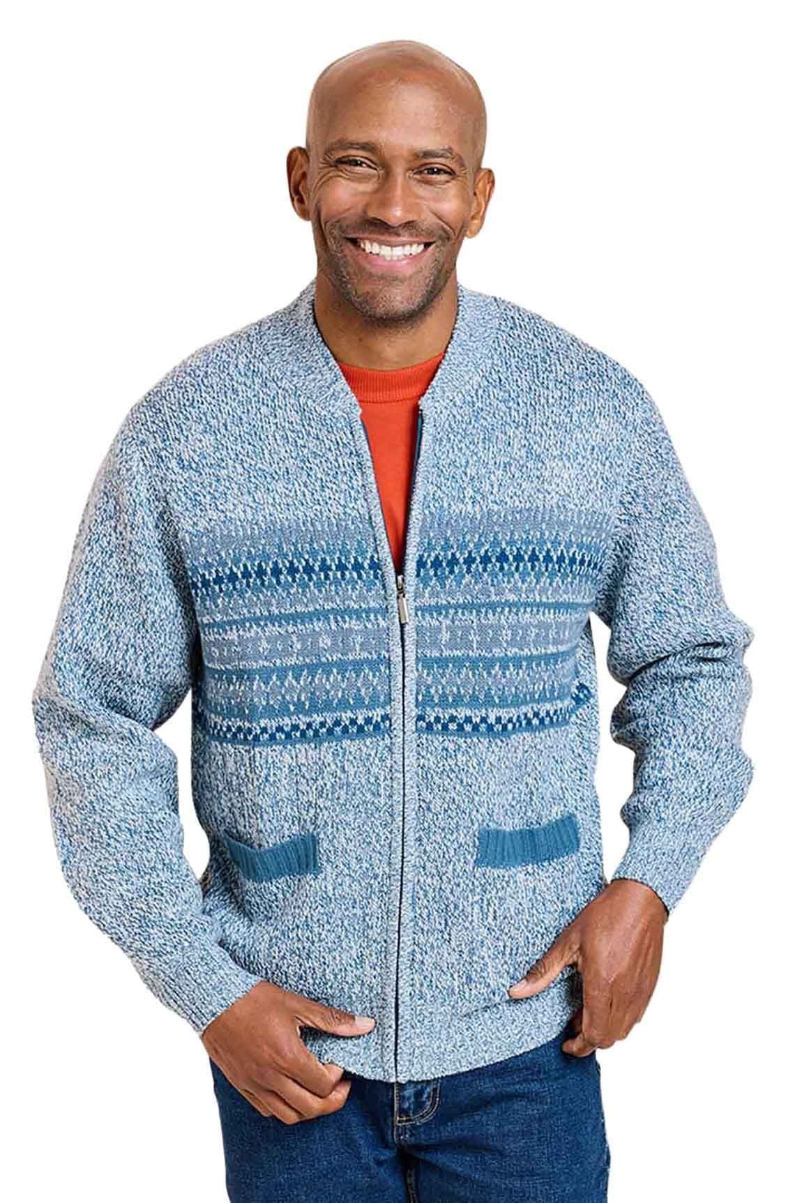 Tootal Tootal Men's Horizontal Jacquard Zip Cardigan in Blue