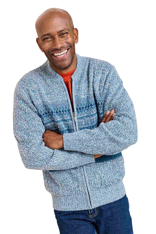 Tootal Tootal Men's Horizontal Jacquard Zip Cardigan in Blue - 3